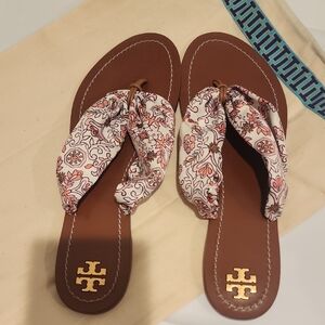 Tory Burch Women's Floral Sandals - Brown and White
